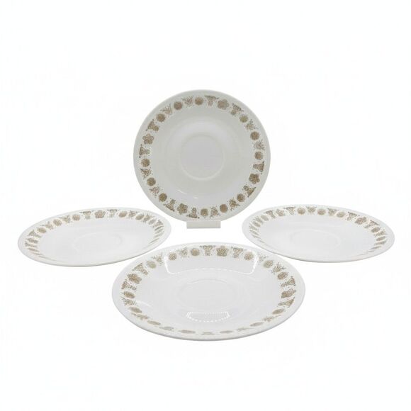 Vintage Corelle Corning Butterfly Gold Set of 4 Saucers Plates Bread Retro - Picture 1 of 16